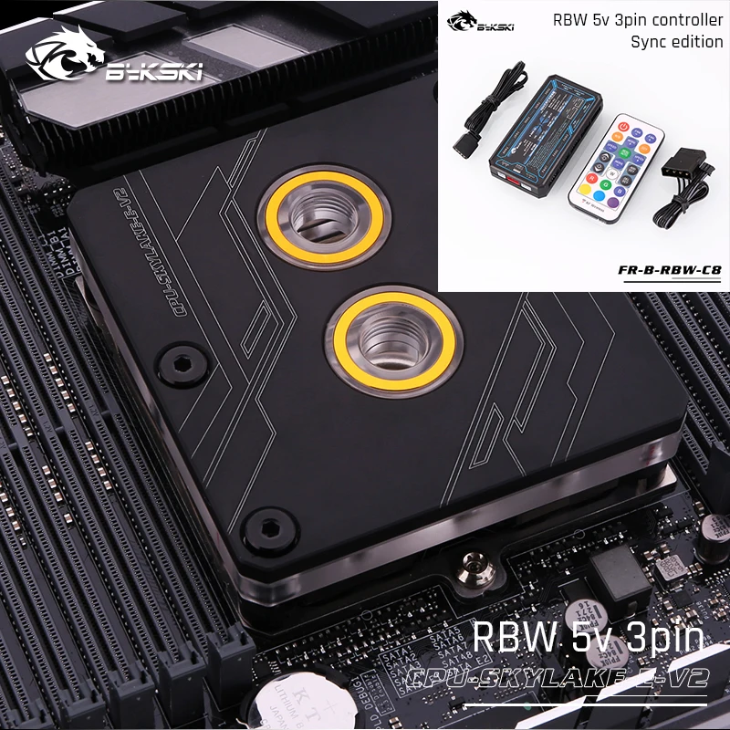 RBW with controller Bykski cpu-SKYLAKE-E-V2, Inter Lga3647/Skylake водяные блоки, для Inter Lga3647/Skylake cpu - Цвет лезвия: RBW with controller