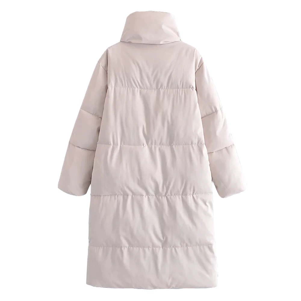 Traf Women Fashion Thick Warm Winter Long Padded Parkas Coat Vintage