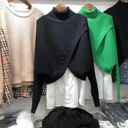 EWQ, свитер для пожилых, Европейский свитер, женская одежда, весна, Южная Корея, новая одежда, облегающая женская мода, женская футболка QZ267 - Цвет: black