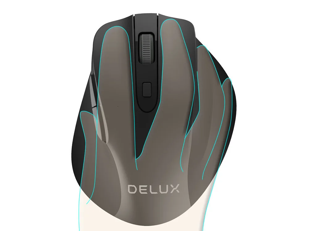 Delux M517GX эргономичный оптический Беспроводной Мышь 6 кнопок 800/1000/1200/1600 точек/дюйм USB офисная игровая компьютерная мышь для ПК, ноутбука