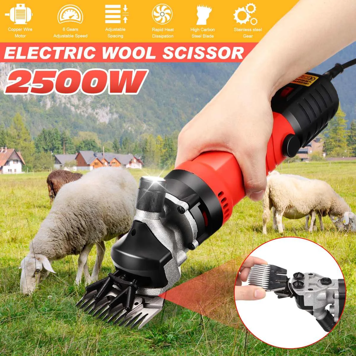 Sheep Shearing Clipper Wool Scissors Straight Tooth Blade Electric Trimmer Head 