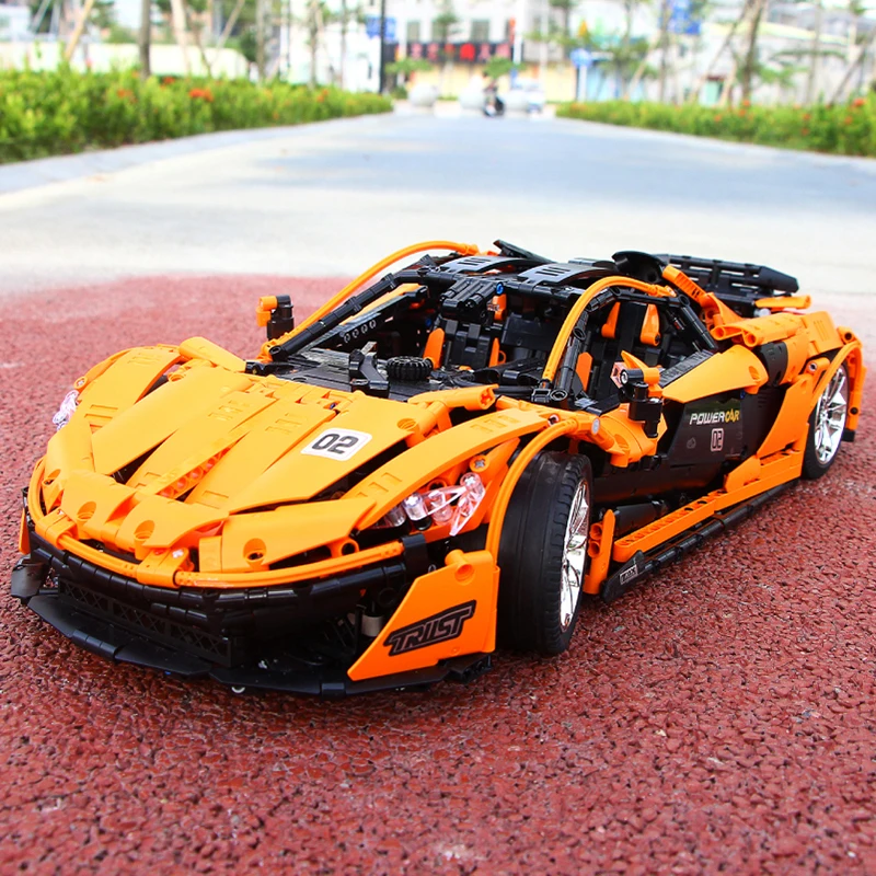 

13090 LEGOING Technic The MOC16915 P1 Orange Racing Car McLarened Model Kit Building Blocks Hypercar Set Children Toys Fit 20087