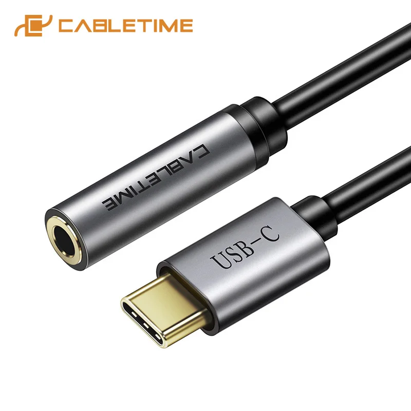 

CABLETIME USB Type C to Audio 3.5mm jack USB C to 3.5mm AUX Headphones Adapter For Huawei mate20 P30 pro Xiaomi 6 8 9 SE C019