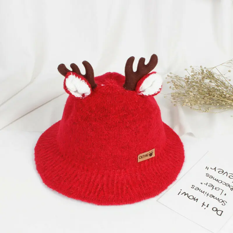 3 6Y Christmas Antler Hats Baby Kids Boys Girls Milu Antler Caps Xmas