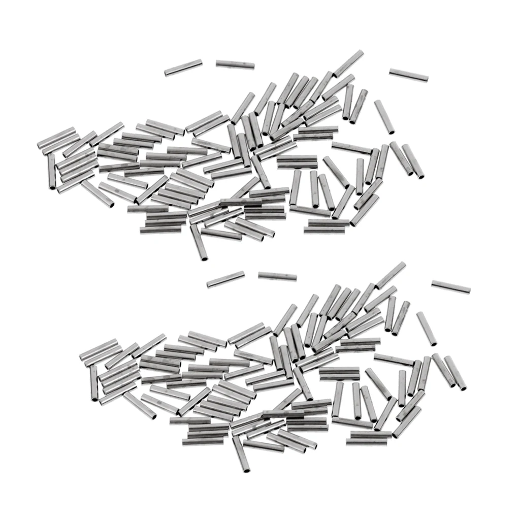200 Pieces Single Barrel Crimp Sleeves, 100% Copper, Fishing Line Leader Rigging Tackle Wire Rope Clips Tube Connector 1.2x8mm