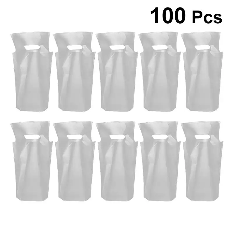 100pcs Disposable Drink Pouches Practical Handheld Coffee Container Bag Useful Beverages Tote for Milk Tea Shop