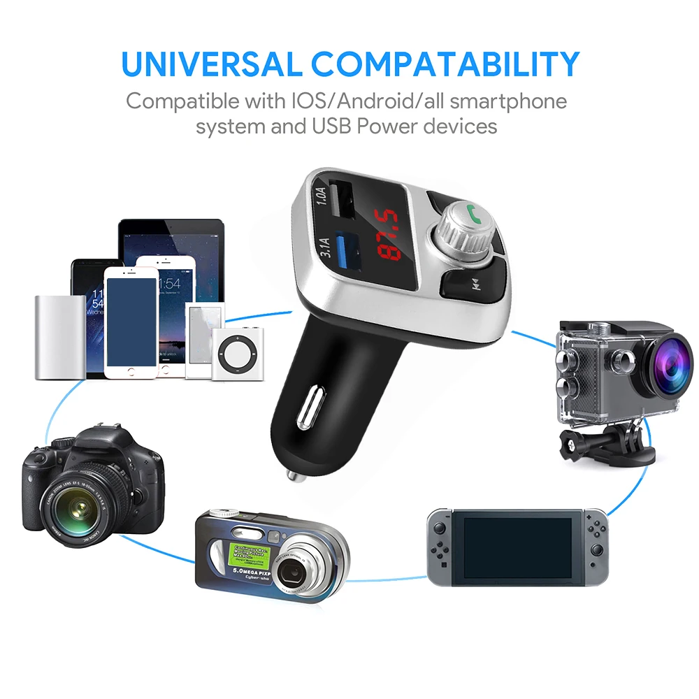 Bluetooth 4,2 MP3 плеер Handsfree автомобильный комплект fm-передатчик Поддержка TF карта U диск QC2.0 3.1A Быстрая Двойная USB Зарядка адаптер питания