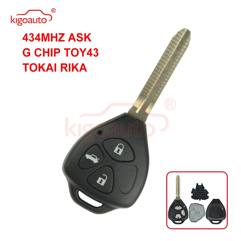 Kigoauto TOKAI RIKA Remote Key 3 Button 434Mhz TOY43 For Toyota HILUX 434 Mhz G Chip