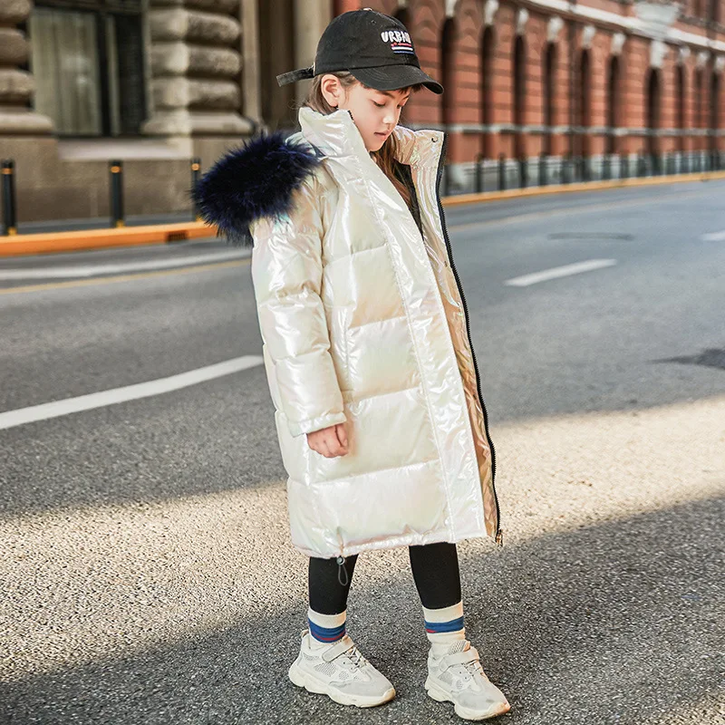WJ89 white Scsech/брендовая куртка-пуховик для девочек теплая детская утепленная верхняя одежда для холодной зимы; пуховые парки; пальто с мехом для детей и подростков; WJ89 - Цвет: WJ89 white