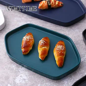 

NIMITIME Ceramic Irregular Solid Color Plates Dish Tableware Porcelain Plates for Dinner