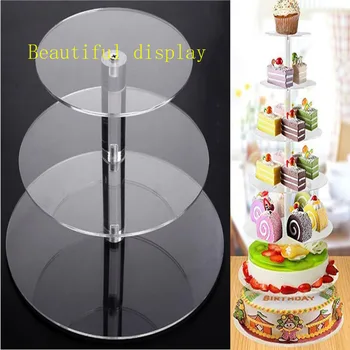 

Acrylic Cupcake Stands Supplies Display Tower 3/4 Tier Clear White Round Cup Cake Stand Wedding Birthday Party Cakes Decoration
