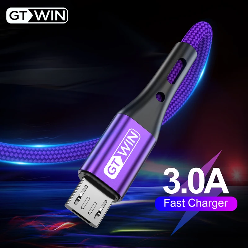 GTWIN 3A Micro usb кабель провод для быстрого заряда кабель для передачи данных для samsung s7 a70 Xiaomi p30 Android Microusb кабель для быстрой зарядки 1 м 2 м 3 м