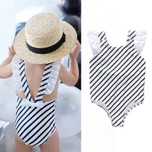 Одежда для купания для маленьких девочек, купальник-бикини в полоску с бантом, купальный костюм, купальный костюм, пляжная одежда
