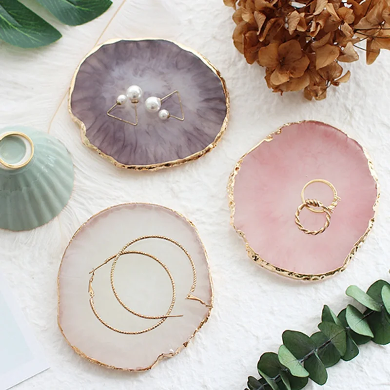 

Natural Circular Resin Nail Agate Jewelry Display Board Household Nail Palette Photography Props DIY Display Tools