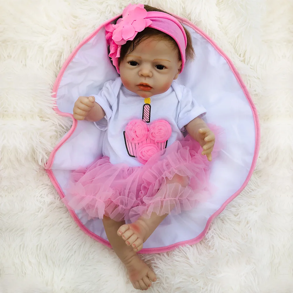 22 дюйма силиконовая кукла Reborn Кукла Corpo De Silicone Inteiro куклы для девочек игрушка Bebe