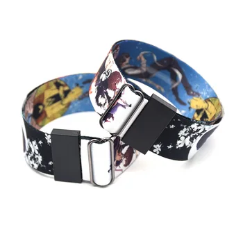 

30pcs/lot Stray Dogs Wristband Adjustable Ribbon Wristbands 3D Printing Cartoon Anime Hand Strap Sport HipHop Accessories NA2307
