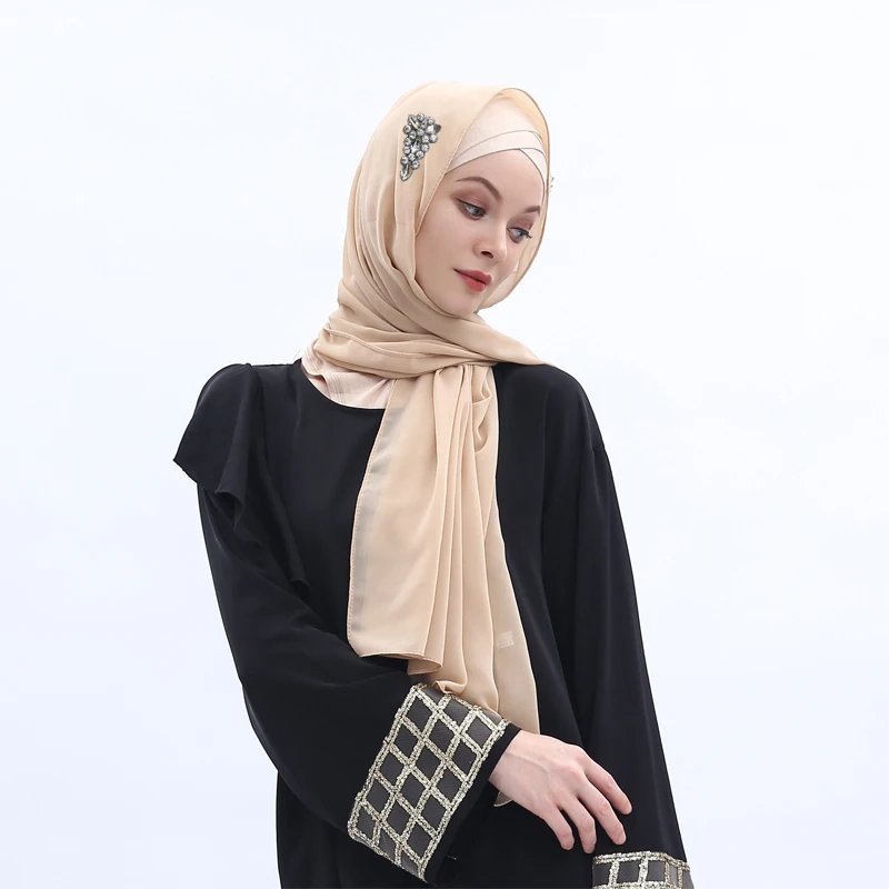 Hijabs мусульманский исламский шарф шарфы для женщин длинный подшарф Moslima сплошной