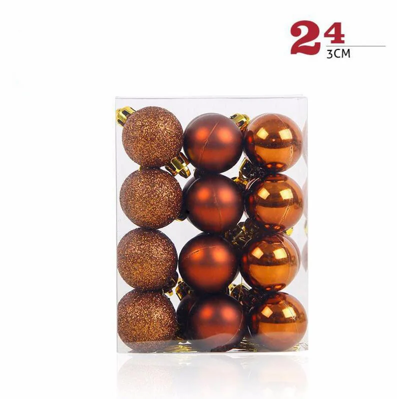 Golden brown 24 шт./компл. 30 мм Рождественская елка шар-безделушка висит украшение для домашней вечеринки декор Лидер продаж Рождественская елка шар поставки - Цвет: Golden brown