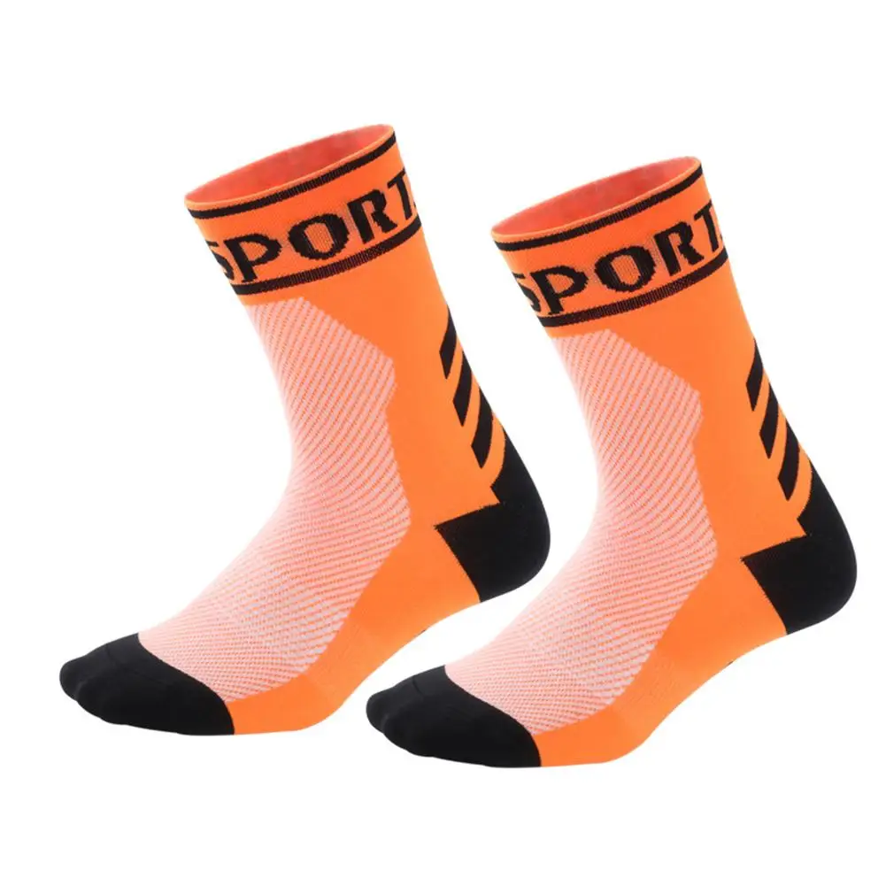 Fluorescent orange HiMISS, 1 пара спортивных носков, профессиональные дышащие носки для горного велосипеда, велосипедные носки высокого качества, нейлоновые носки для велосипеда - Цвет: Fluorescent orange