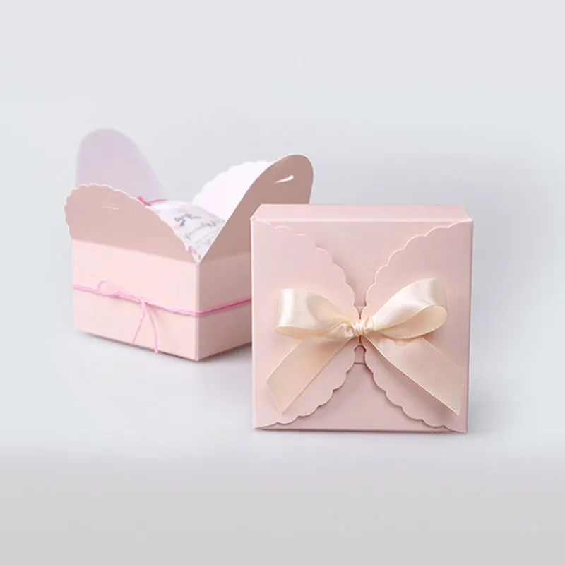 

Простая коробка для конфет 50 шт., лента с бантом, романтичная Подарочная коробка для свадебных подарков, товары для дней рождения, синяя розовая упаковочная сумка