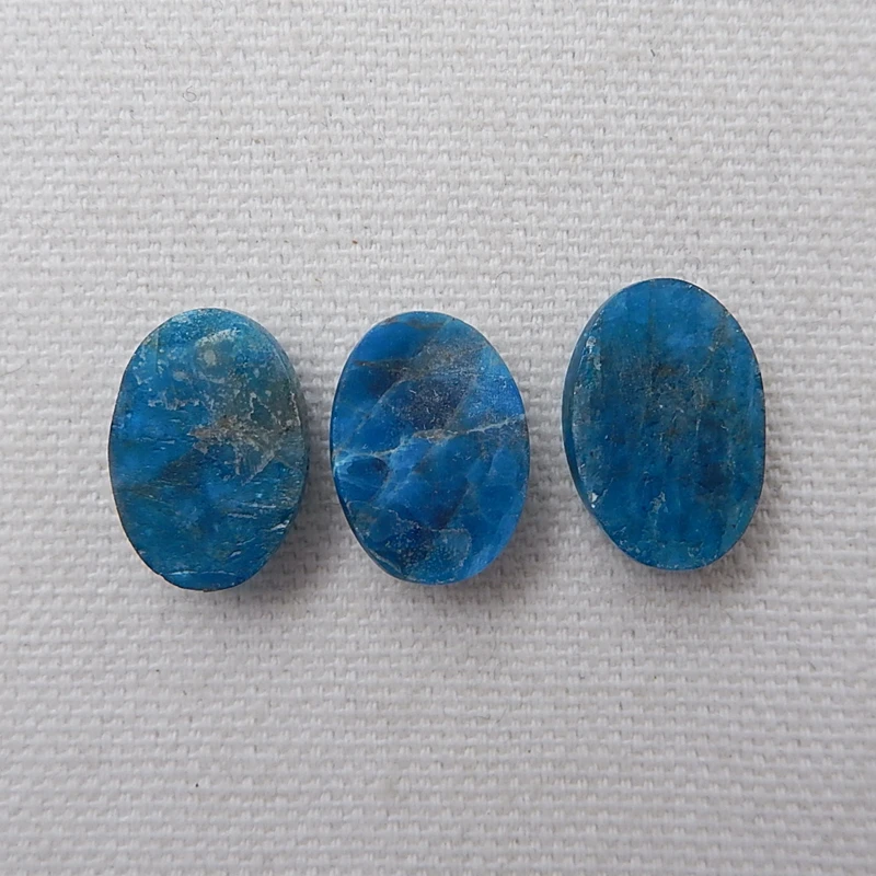 Wholesale 3Pcs Natural Stone Blue Apatite Crystal Oval Shape Cabochon Setting 18x13x5mm 17x12x5mm 8.8g