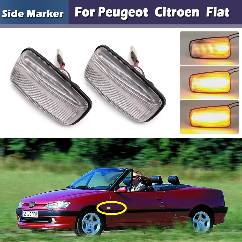 

Dynamic Amber LED Front Side Marker Light for Peugeot 106 II 306 406 806 Expert Partner Ranch Fiat Scudo Combinato Ulysse 220