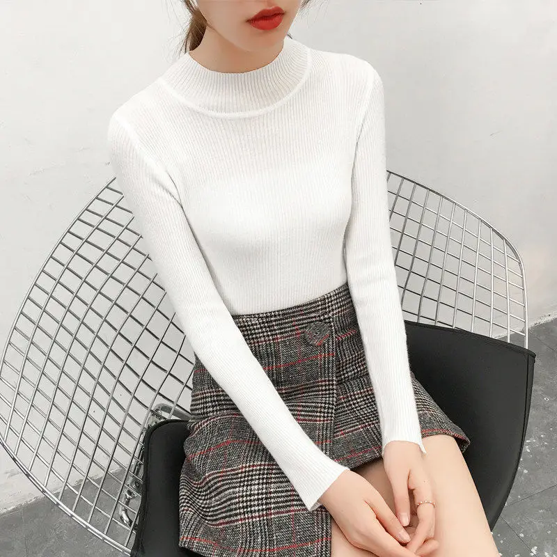 sweater woman Осень-зима, большой размер 3XL, теплый свитер, Женский вязаный пуловер в рубчик, свитер с длинным рукавом, водолазка, тонкий джемпер, мягкий пуловер, Femme - Цвет: sweater woman