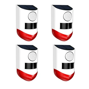 

New 4PCS Solar Lamp 120DB PIR Infrared Motion Sensor Detector Waterproof LED Sound Alarm System for Home Security