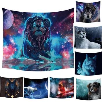 

Hanging Cloth Varied Of Animals Colorful Printed Tapestries Bedroom Decor Wall Decor Dogs Wolf Lion Printing 200*150cm Tapestry