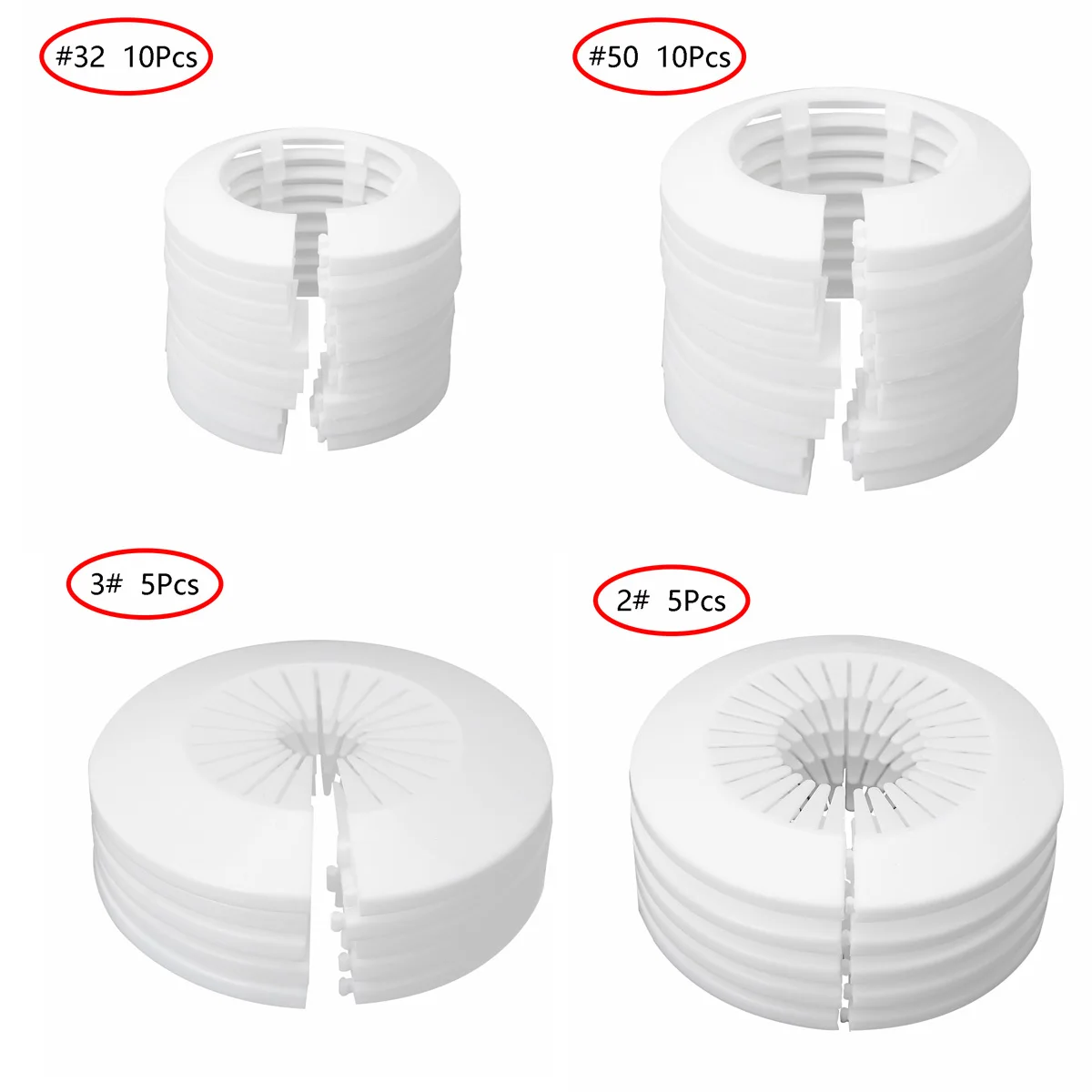 5Pc Plastic Wall Pipe Cover Faucet angle valve Pipe plug Cover Radiator Escutcheon Water Pipe Drain Line Cover Collar Decoration afbeelding