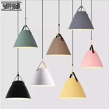 

Modern LED chandelier study dining room bedroom living room Nordic simple color circular lamp E27110-220V glossy line Chandelier
