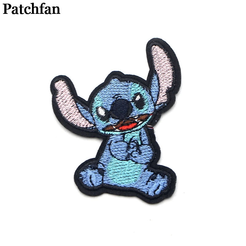 Patchfan тематика «Лило и Стич» мультфильм железа на заплатках одежда вышивка аксессуары для лоскутного шитья индивидуальные нашивки оптом A2313