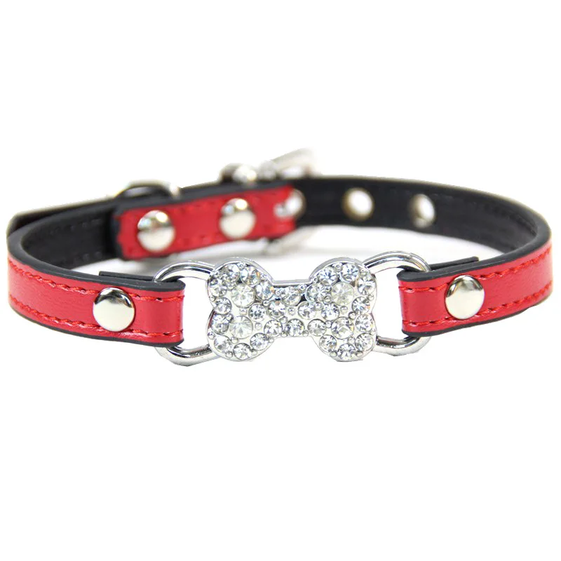 Pet Cat Collar With Diamond Bone Adjustable Dogs Cats Collars Control Handle Training Pet Puppy Kitten Collar Pet Supply Product