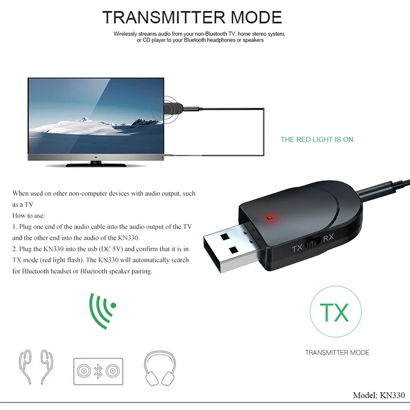 Bluetooth 5,0 аудио приемник передатчик мини стерео Bluetooth USB 3,5 мм разъем 2 в 1 для ТВ ПК автомобильный комплект динамик беспроводной адаптер