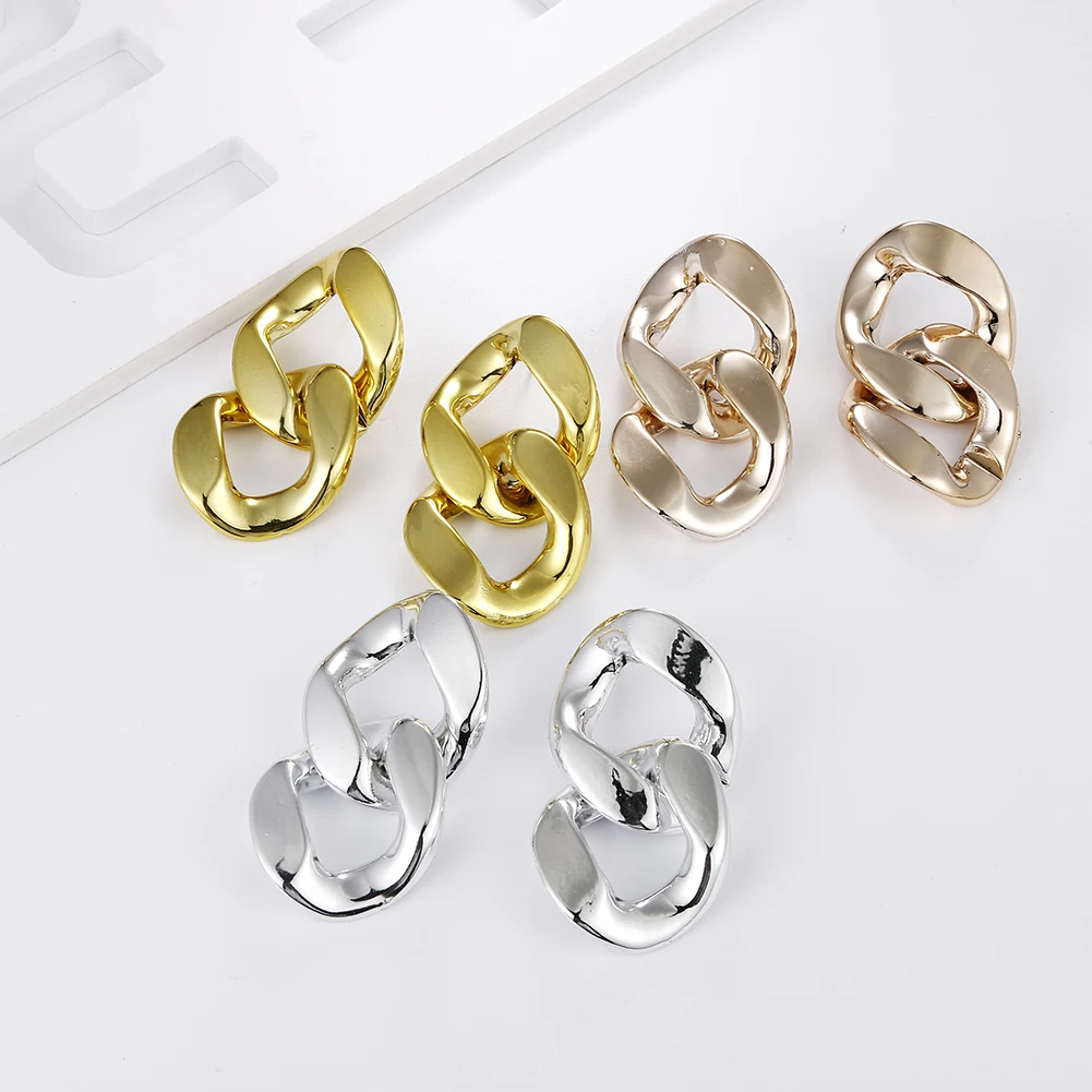 

Statement Big Acrylic Rose Gold Color Resin Long Chain Drop Earrings For Women Link Chains Silver Dangle Earrings Jewelry Gifts