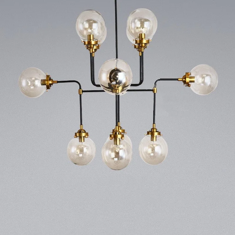 

North Europe Retro Metal Pendant Lamp Creative Glass Ball Dinner Industrial Loft Light Coffee Light Dining Light Free Shipping