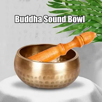 

With Mallet Tibetan Buddhist Chakra Healing Copper Promotes Peace Relaxation Ornament Home Decor Manual Tapping Singing Bowl Set