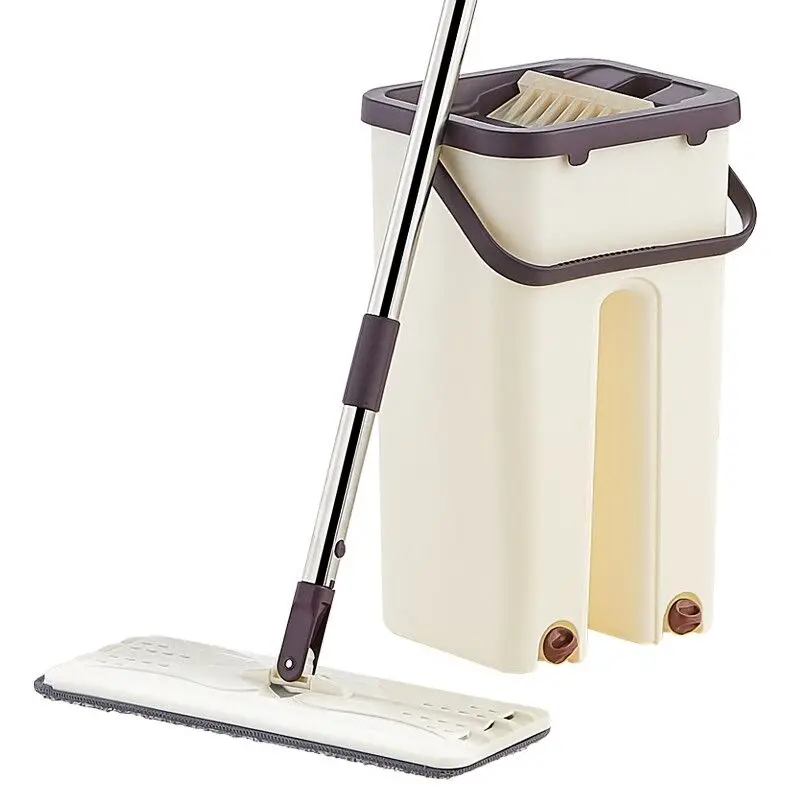 

Hand Free Wringing Flat Squeeze Mop and Bucket Wet Dry Magic Cleaning Home Kitchen Floor Lazy Mop With Microfiber Pads