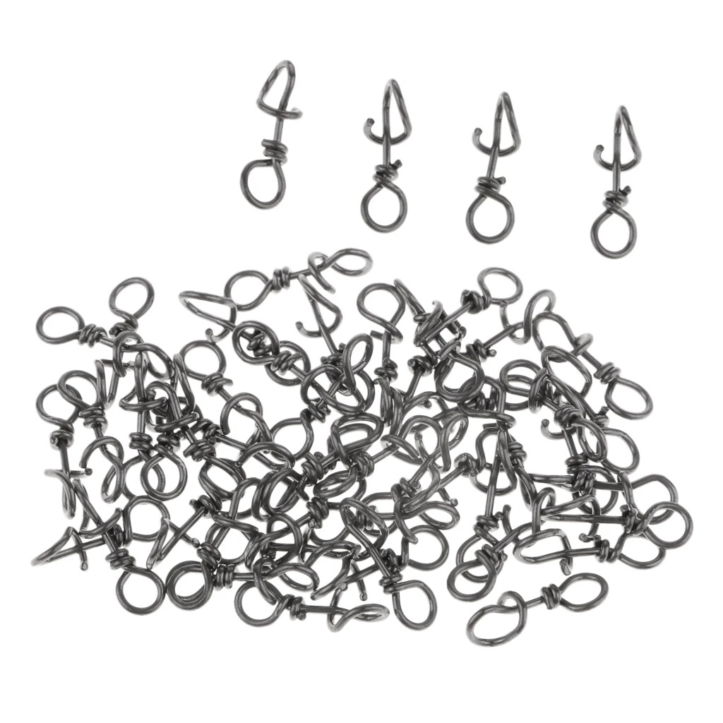 50x High Strength Stainless Steel Quick Lock Fishing Snaps Clips Swivels
