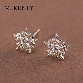 

MLKENLY 925 sterling silver Stud Earring Snowflake type hypoallergenic Fashion style Korea style earrings For Women Jewelry