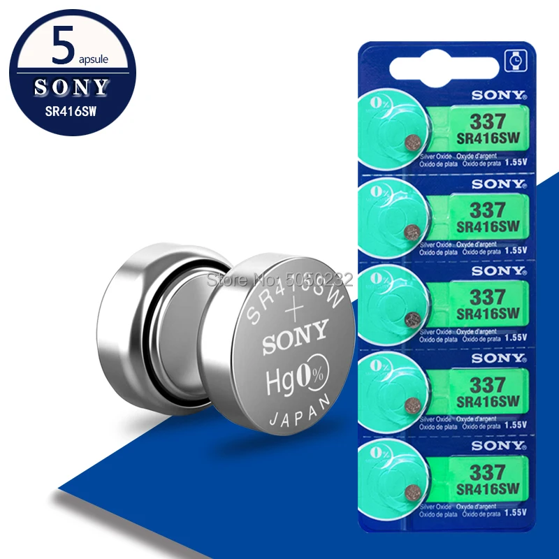 5 шт. для Sony 337 SR416SW кнопочные аккумуляторы 1 55 в монета оксид серебра батарея LR416 623