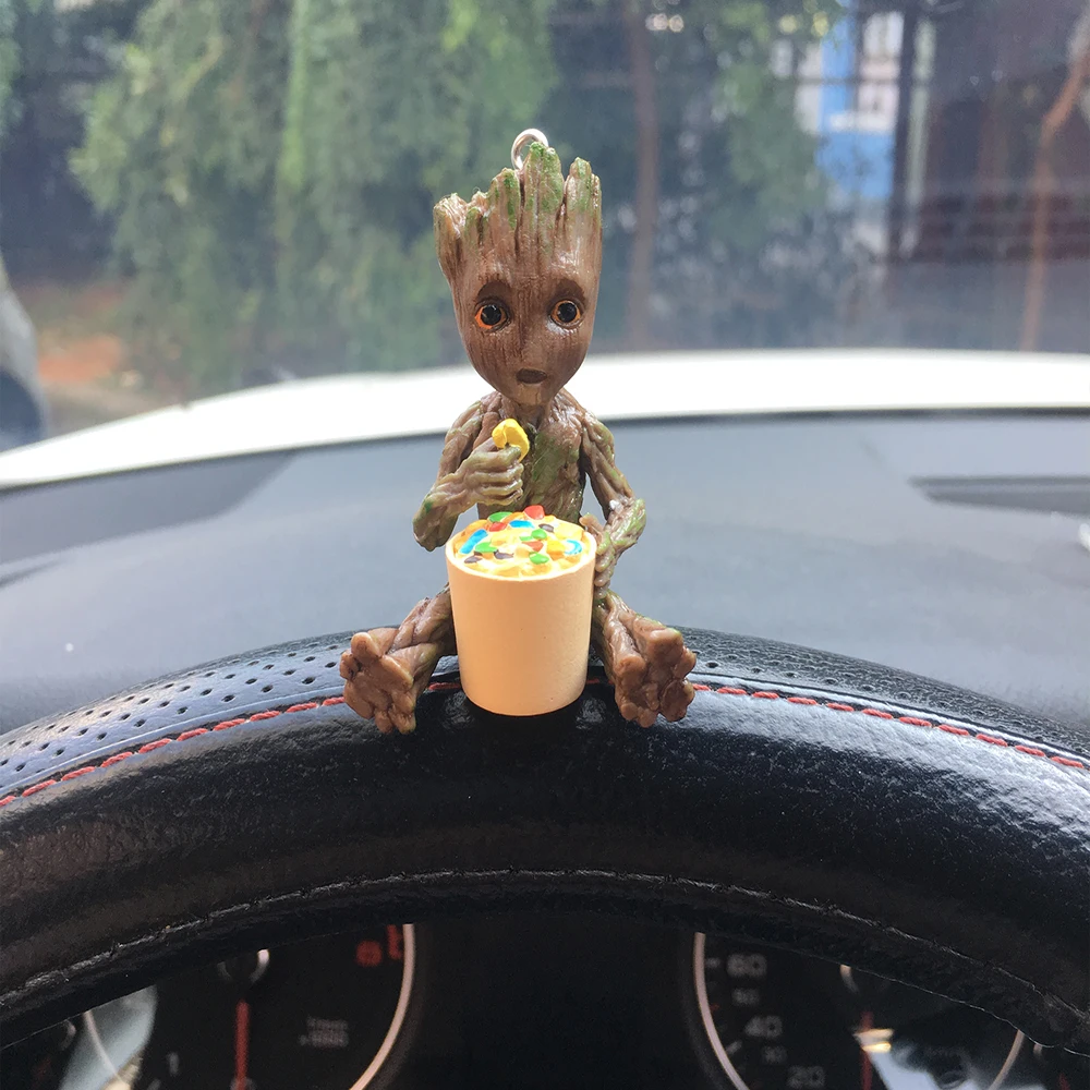 Car Interior Decoration Personality Groot Action Figure Sitting Model Anime Mini Doll Car Goods Interior Decoration Accessories