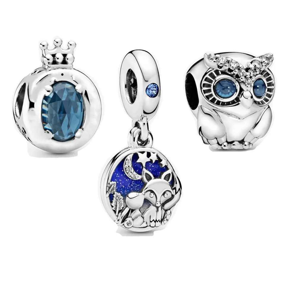 

2019 New Authentic 925 Sterling Silver Fox & Rabbit Dangle and Sparkling Owl Charm packet Fit pandora Bracelet Charm DIY Jewelry