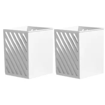 

2Pcs Desktop Storage Pen Holder Multifunctional Sundries Organizer Makeup Brushes Container White