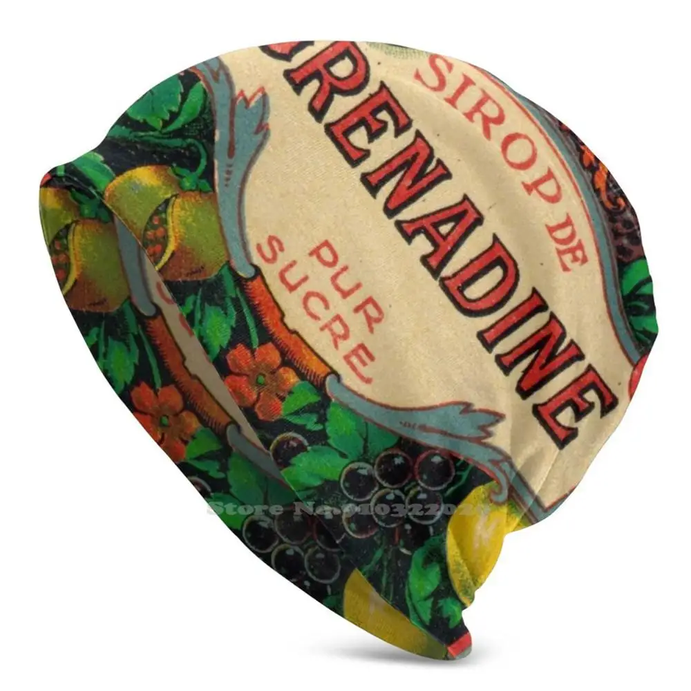 Sirop De Grenadine Winter Warm Berretto Lavorato A Maglia Beanie Men Vintage Adt Label Vin Vino Vina I Campari Vermouth Sigaut Paris Rhum