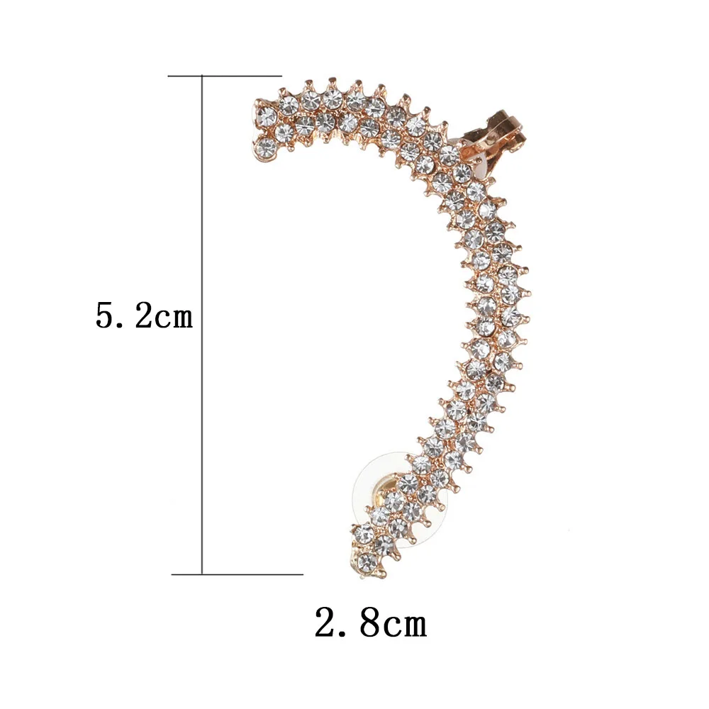 Модные элегантные полностью хрустальные длинные на заколке серьги для женщин для девушек и мужчин панк Кристалл обернуть серьги-каффы ювелирные изделия Brincos