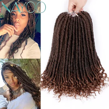 

Nayoo Hair 16" Goddess Faux Locs Crochet Hair Extensions Synthetic Crochet Braids Dread Locs Curly Hair Braiding Hair