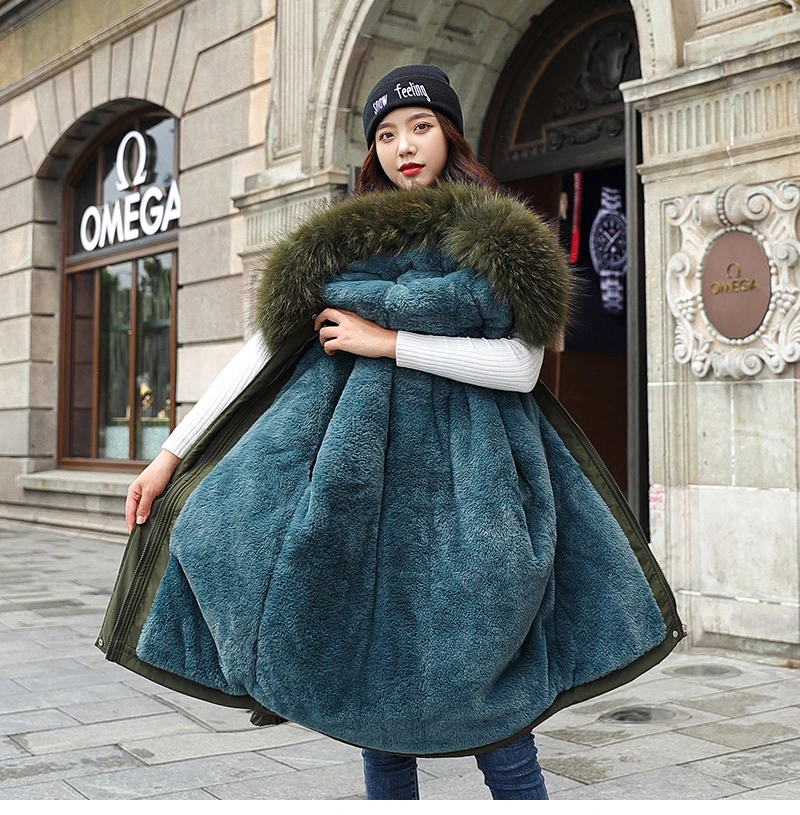 Fashionable Warm Cotton Liner Hooded Down Parkas Coat Winter Jacket Women Adjustable Waist Fur Collar Jacket Parka 2020 New