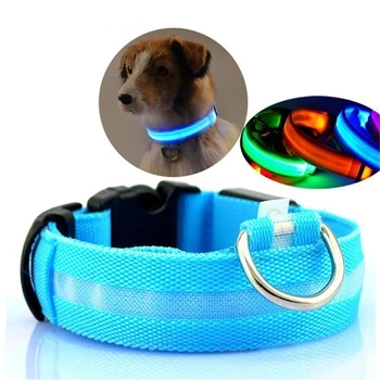 

LED Pet Nylon Dog Collar Night Safety Flashing Glow In The Dark Dog Leash Dogs Luminous Fluorescent Collars Collar Perro