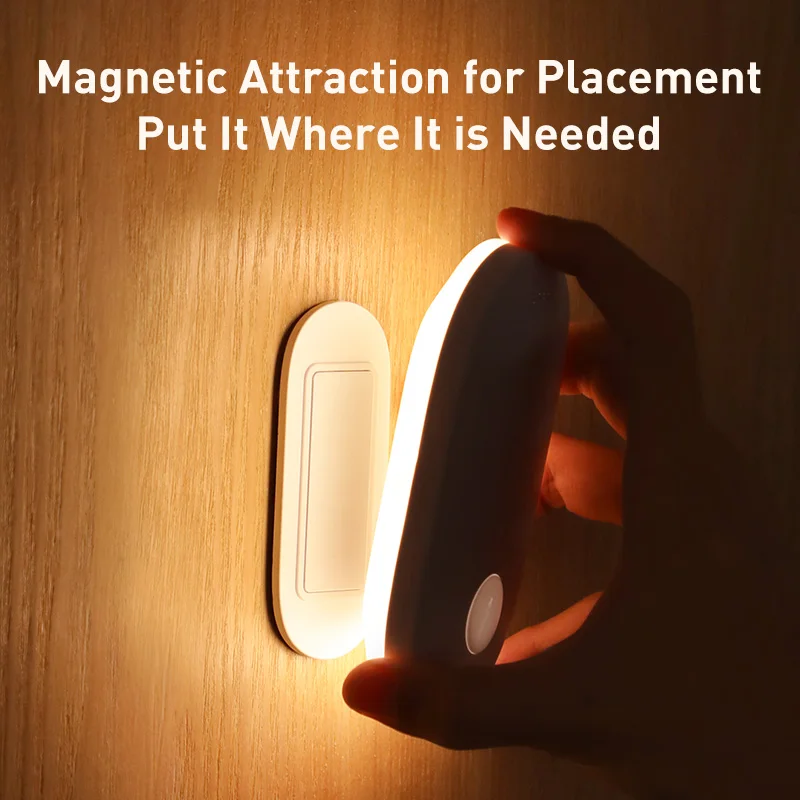 Cena Baseus magnetyczne światło nocne indukcja ciała ludzkiego lampka nocna lampa Led akumulator automatyczna indukcja ciała lampa ścienna